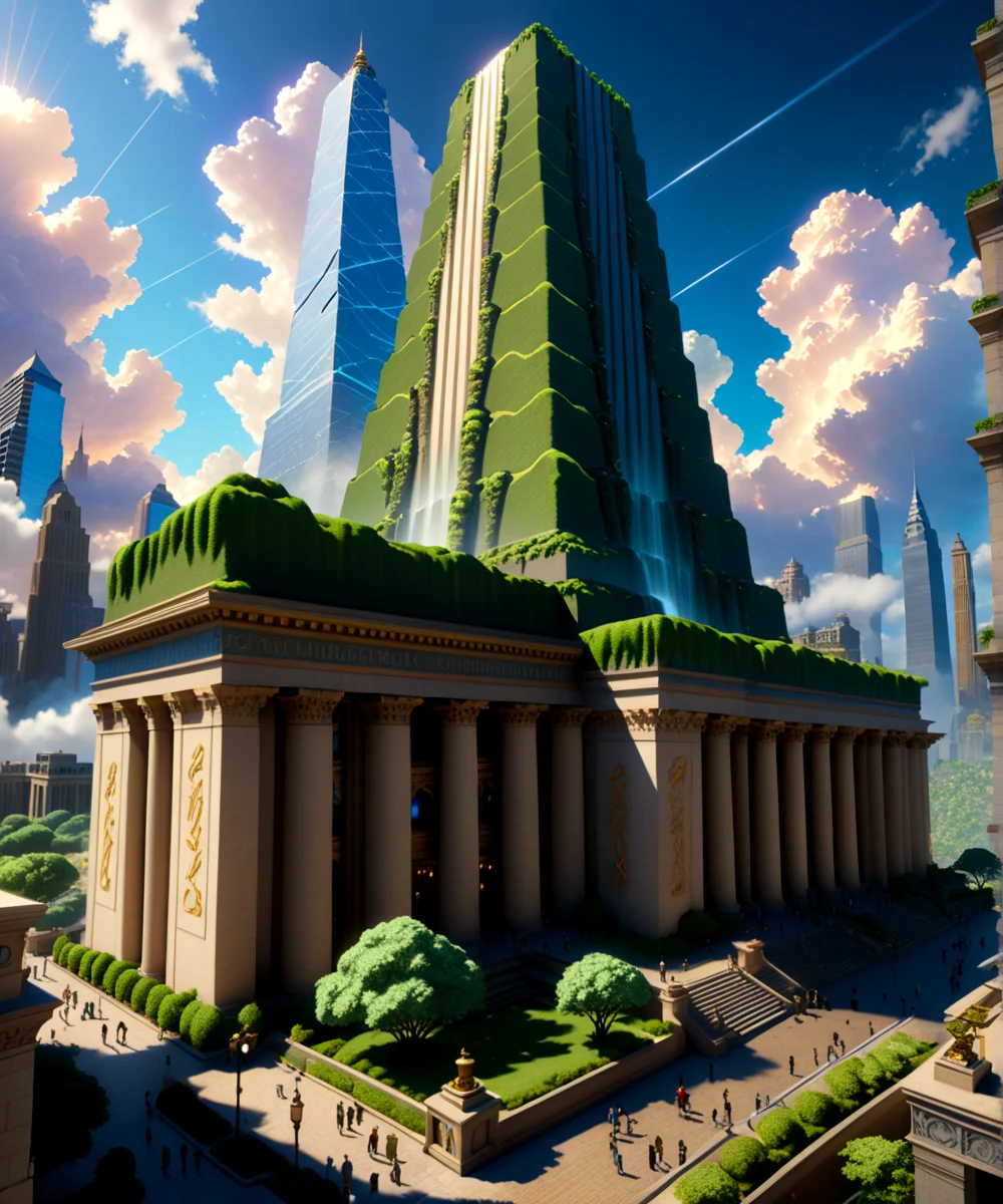 score_9, score_8_up, score_7_up,
<lora:Sumerian_Architecture_(Architecture)_(SDXL)_(AD):0.8> SSumerian, scenery, building, city, cityscape, monumental architecture, architecture,
8K, In'ei, chiaroscuro, soft natural volumetric cinematic perfect light, perfect depth of field shot, ray tracing, photometry, beautiful, subsurface scattering, idealized modern city, busy city center, parks and greenery areas, parks, plazas, skyscrapers, hyper detailed, art by Thomas Kinkade, detailed background, detailed photographic fluffy anime clouds, Unreal Engine, CGI render, absurdly detailed, modern era photograph, masterclass oil painting,
BREAK zPDXL, zPDXLxxx, <lora:wowifierXL:0.2> art by mooncryptowow <lora:sdxl_lightning_8step_lora:0.4> <lora:detailed_notrigger:0.5>