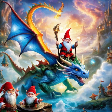 Fujifilm quality photograph (best quality)++, (masterpiece)++, (detailed)+, elf on the shelf fighting a Dragon, (fantasy illustration)1.3, enchanting Dragon battle elf on the shelf, mystical battle, (many gnomes battling)1.4 (whimsical charm).4 Otherworldly charm, mystical sky, (Luis Royo)1.2, (Yoshitaka Amano)1.1, moonlit night, soft colors, (detailed cloudscape)1.3, (high-resolution)1.2 (gnomes  battling everywhere)1.2 , <lora:DonM3t3rn1tyXL-v1.1:0.3> DonM3t3rn1tyXL <lora:DonMD1g174l4sc3nc10nXL:0.3> DonMD1g174l4sc3nc10nXL  <lora:Dragons:0.8> dragon  <lora:EnvyMagicalXL01:0.3> magical <lora:FantasyLandscape:0.8> FanLan