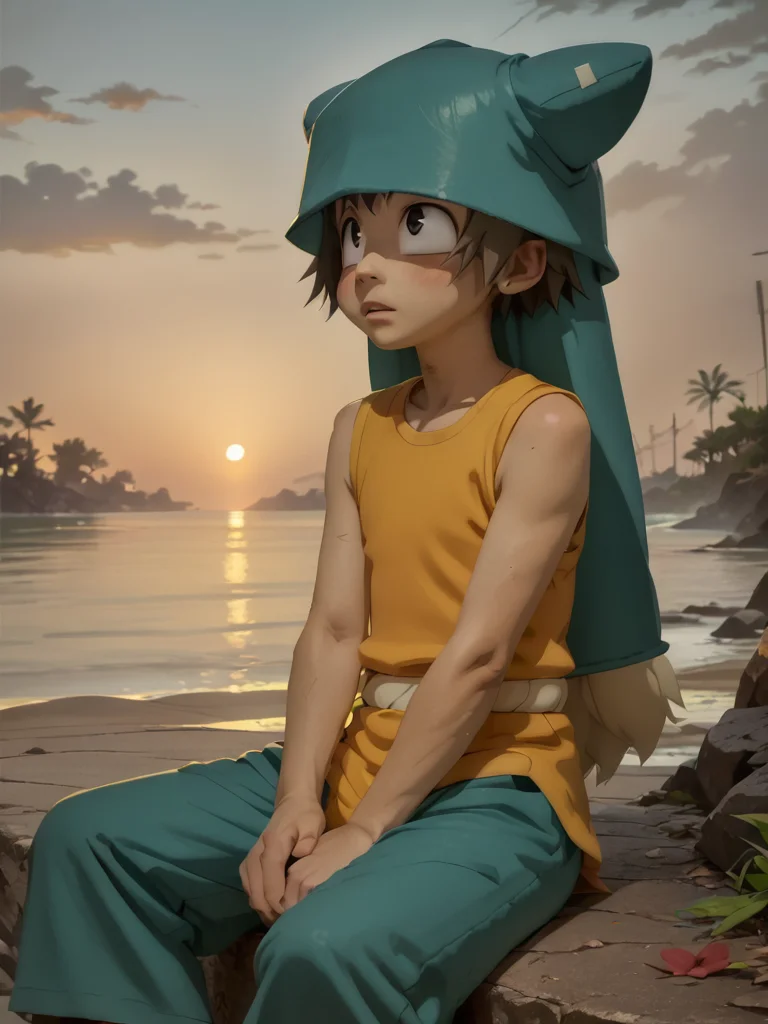 <lora:PonyQuality_V3.3:0.8>,<lora:Wakfu_CharacterPackV02:0.9>,yugo,<lora:2.5DRealistic:0.8>,realistic,solo,sitting,sunset,