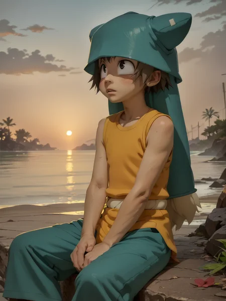 <lora:PonyQuality_V3.3:0.8>,<lora:Wakfu_CharacterPackV02:0.9>,yugo,<lora:2.5DRealistic:0.8>,realistic,solo,sitting,sunset,