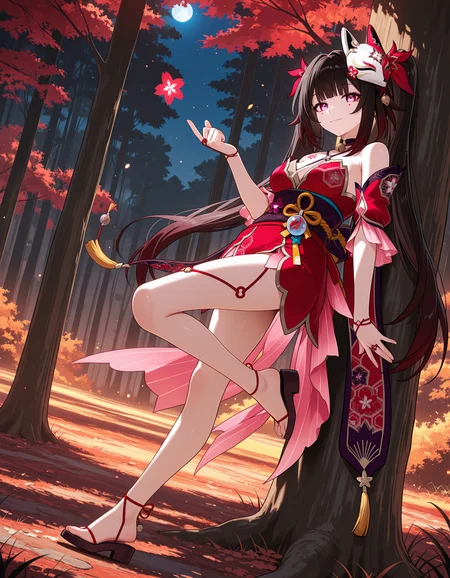 <lora:midis_LegupAgainstWall_V1-LR[IL]:1>, leg up, against tree, sparkle \(honkai: star rail\), forest, leaning back, beckoning, foot against tree,, masterpiece,best quality, very aesthetic,absurdres,newest,