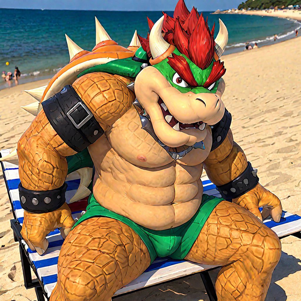 Bowser, relaxing at the beach
