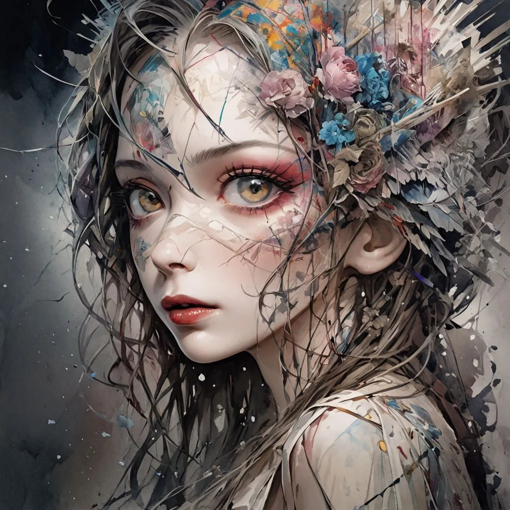 Sultry seductress at party, by Minjae Lee, Carne Griffiths, Emily Kell, Steve McCurry, Geoffroy Thoorens, Aaron Horkey, Jordan Grimmer, Greg Rutkowski, amazing depth,high resolution, ink painting
