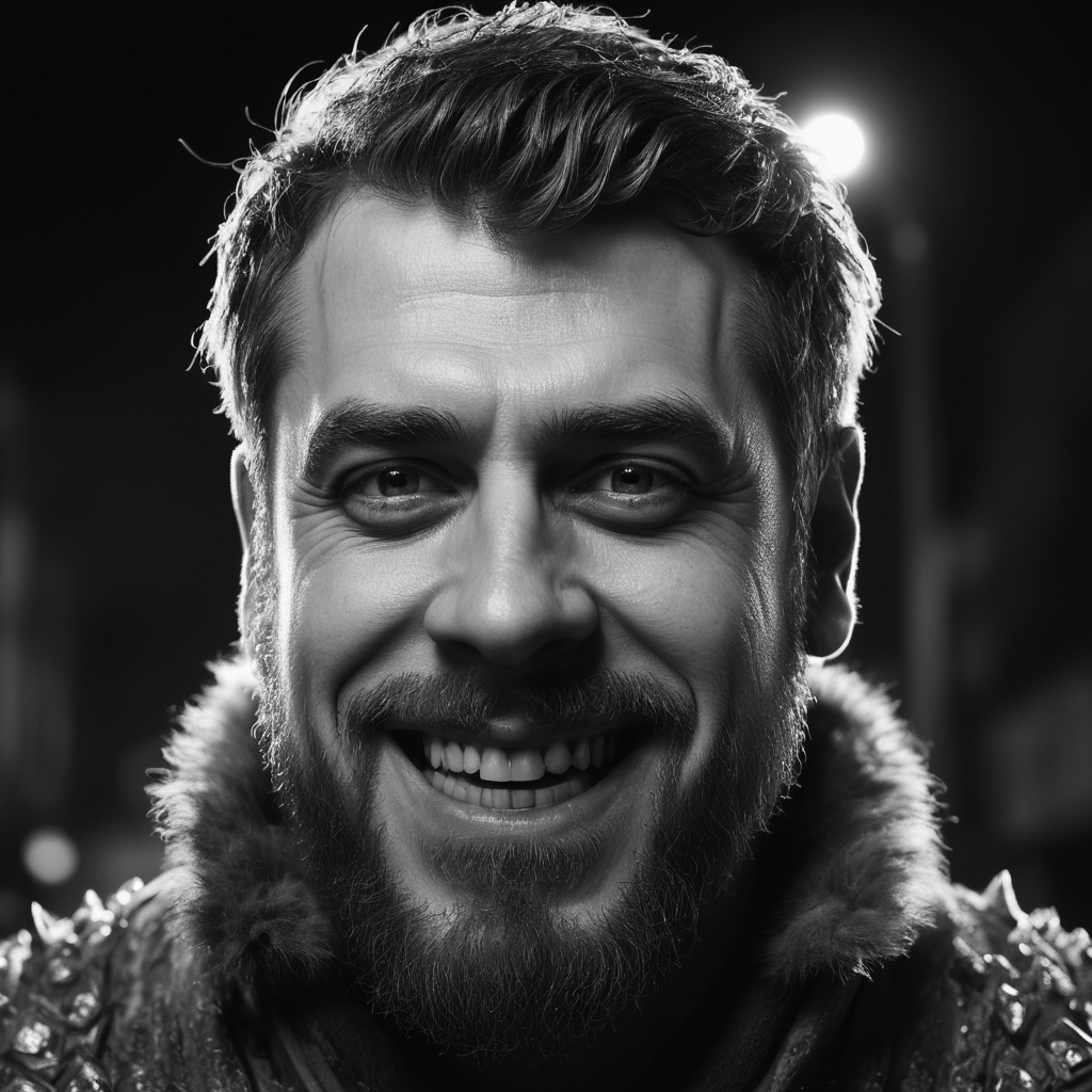graphite of a heavyset Dwarven Ice king (Toby Kebbell:1.3) , Creepy and Apocalyptic, he is grinning, wearing Diamond, he has thick and lush hairstyle, near Psychotic flora, Bahamian street, at Twilight, Sharp and in focus, (cartoon art by Tove Jansson:0.9) , Vivid, Romantic, Gamercore, Nostalgic lighting, L USM, Fujifilm Superia, Embossing, Green dust particles