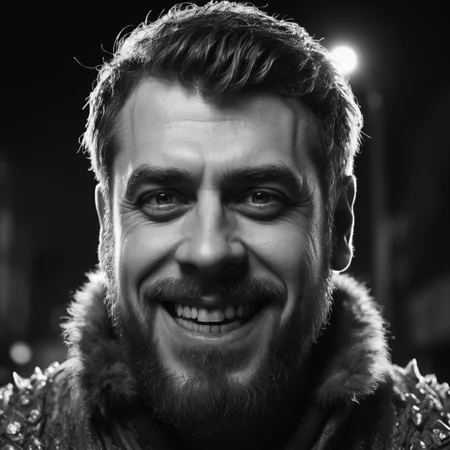 graphite of a heavyset Dwarven Ice king (Toby Kebbell:1.3) , Creepy and Apocalyptic, he is grinning, wearing Diamond, he has thick and lush hairstyle, near Psychotic flora, Bahamian street, at Twilight, Sharp and in focus, (cartoon art by Tove Jansson:0.9) , Vivid, Romantic, Gamercore, Nostalgic lighting, L USM, Fujifilm Superia, Embossing, Green dust particles