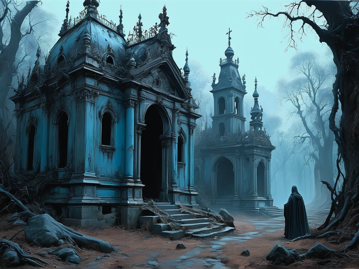 Neo-Baroque, (Masterpiece Drawing:1.3) of (Ultra detailed:1.3),(Satisfying:1.3) Powder Blue, Haunting Malevolent Sinister Spectral Wraithlike Eerie (Ghast:1.5) Desolate graveyard Shadowy forest Abandoned ruins medieval, ((Fantasy-themed, fantasy art, swift brush strokes)), (Pulp:0.9), ((Dark and grim colors and mood)), (Victorian Gothic Art:1.3),(Dark hue:1.3), embossed in metal,<lora:clothing_slider_v19:4>,<lora:clothing_slider_v19:-1>,(by Artist Frank Bowling:1.3),(Classical Realism:1.3),(Pastel Colors:1.3), ornate and elaborate, dynamic, Neo-Baroque