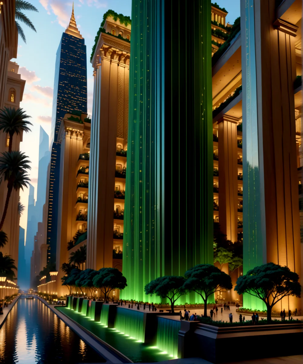 score_9, score_8_up, score_7_up,
<lora:Sumerian_Architecture_(Architecture)_(SDXL)_(AD):0.8> SSumerian, scenery, building, city, cityscape, monumental architecture, architecture,
8K, In'ei, chiaroscuro, soft natural volumetric cinematic perfect light, perfect depth of field shot, ray tracing, photometry, beautiful, subsurface scattering, idealized modern city, busy city center, parks and greenery areas, parks, plazas, skyscrapers, hyper detailed, oil painting, art by Thomas Kinkade,
BREAK zPDXL, zPDXLxxx, <lora:wowifierXL:0.2> art by mooncryptowow <lora:sdxl_lightning_8step_lora:0.5> <lora:detailed_notrigger:0.65>