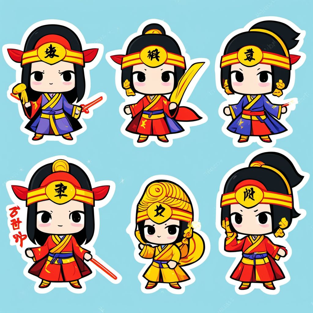 Super sparkle ninja woman StickerSheet  <lora:SDXL-StickerSheet-Lora:1>, Very detailed, clean, high quality, sharp image, Emperor Huizong of Song