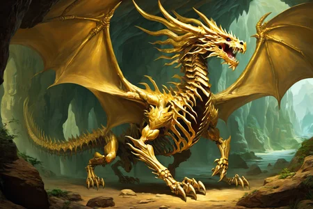 golden bone dragon in a cave
<lora:Classic Western Dragons XL:0.75>