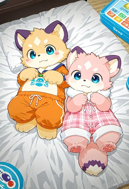 score_9, score_8_up, score_7_up, rating_safe, zuppu11, ((((yne)))), ((((sdgs)))), CuteRB, cute, 1boy, furry, kemono, lying on bed