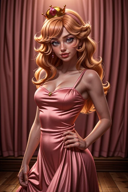 1girl, princess peach, pink dress, crown, 
masterpiece, best quality, RAW photo, realistic texture details, realistic lighting, RAW photo, <lora:LCM_LoRA_Weights_SD15:1> <lora:epiC35mm:1> epiC35mm <lora:epiCRealismHelper:1> <lora:add_detail:0.5>