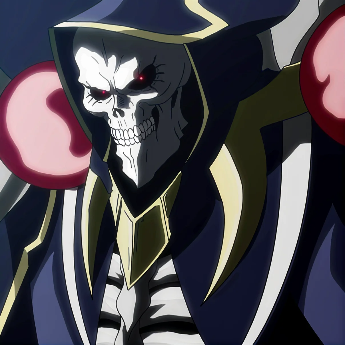 <lora:Ainz-05:1> 1boy, solo, red eyes, skull, skeleton, glowing eyes, no humans, bald, hood <lora:add-detail-xl:1>