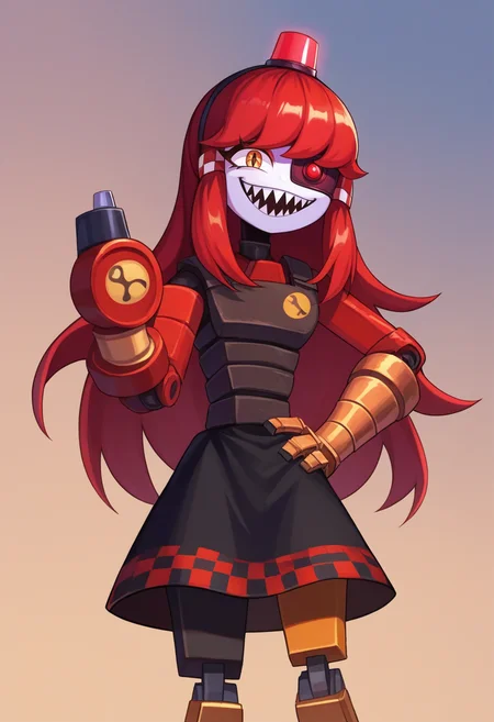 score_9, score_8_up, score_7_up, source_anime, solo, 1girl, mimi sentry, sharp teeth, smile, looking at viewer, hand on hip, eyepatch, black dress <lora:gijinkaseries_mimisentry_ponyXL-000004:1>