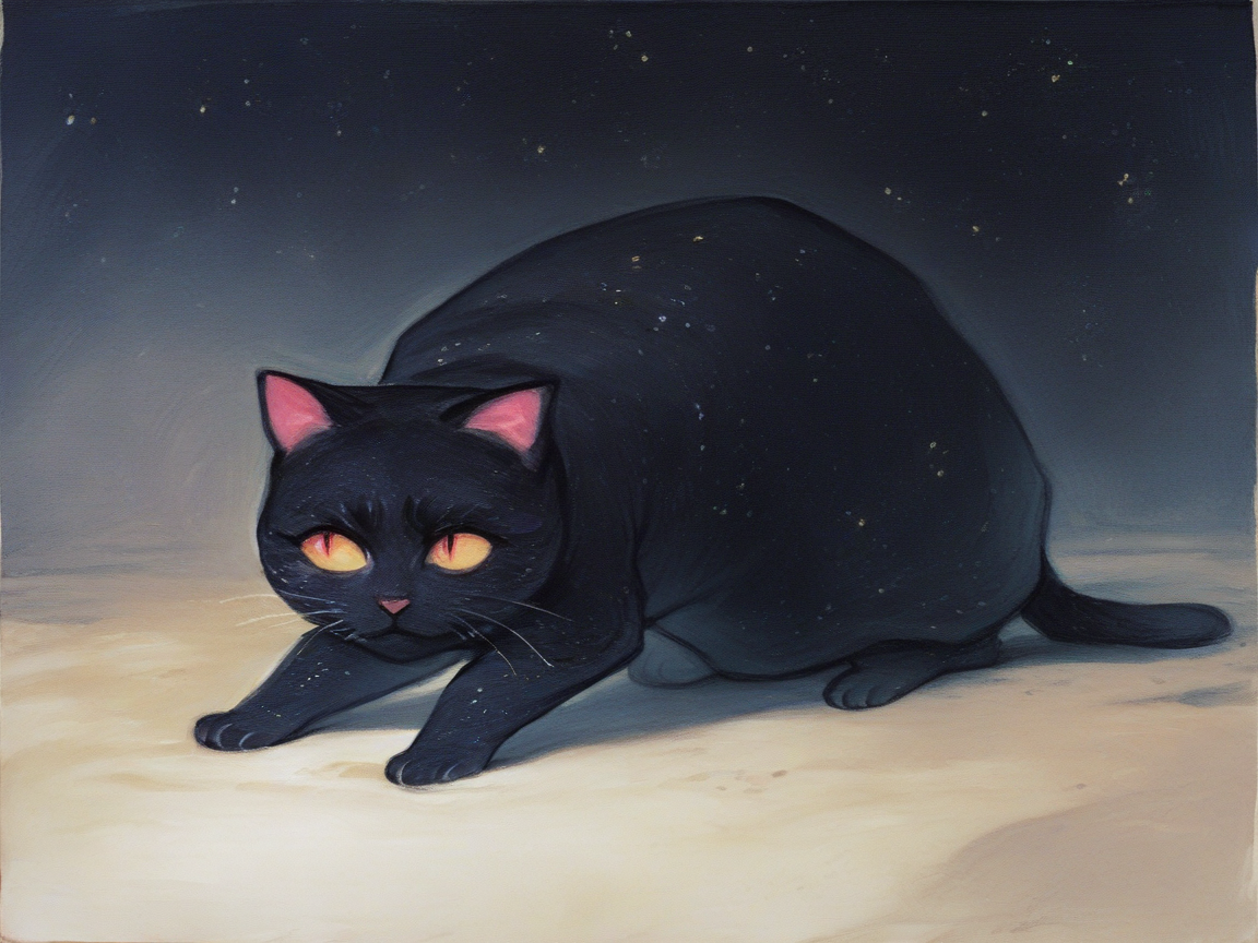 score_9, score_8_up, score_7_up, score_6_up, score_5_up, <lora:m1ll41sXLP:1> m1ll41s, traditional media, fine art parody, cosmic horror, cat, feral
