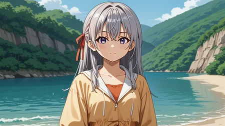 <lora:Alisa_Alya_Mikhailovna_Kujou_from_Alya_Sometimes_Hides_Her_Feelings_in_Russian:1>, girl, summer, anime style, 1 girl, solo
