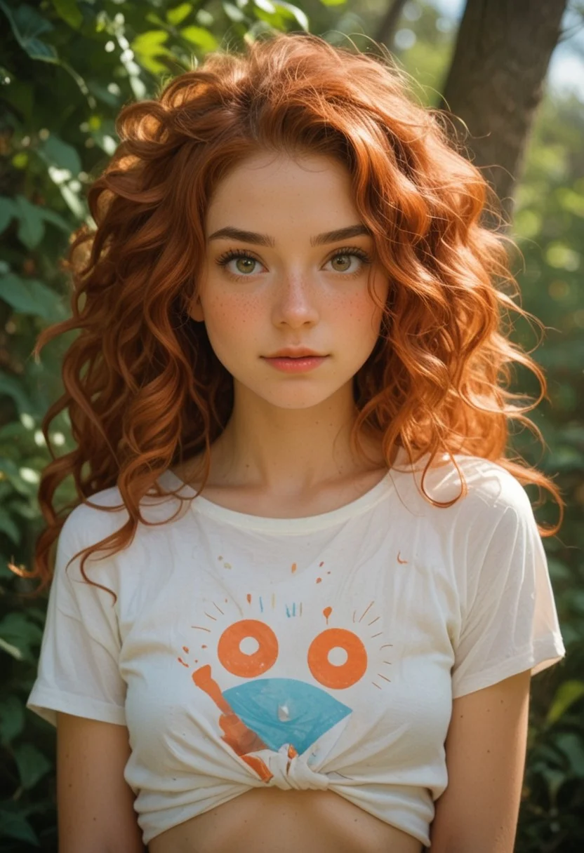 score_9, score_8_up, score_8_up,Merida from Brave, redhead, sexy, flirty, cute face, blue eyes, thick messy hair, (smile:0.4), boob cleavage, wavy hair, long hair, cute face, (freckles:1.2), ((blush)) highly detailed face, god rays, (hard tits), freckles on cheeks, small firm breasts, freckled breast, youthful tits, sharp outlining, high contrast, skimpy skirt, photorealistic, real photo, void background, adorable girl ,realistic, tan skin, hazel eyes, freckles, blush, big round eyes, tan skin, side portrait, dramatic light, dramatic pose, dramatic angle, (shirt lift:1.2), glowing, ((freshly fucked, satisfied, oxytocin high, post sex)), (masturbating:1.7)