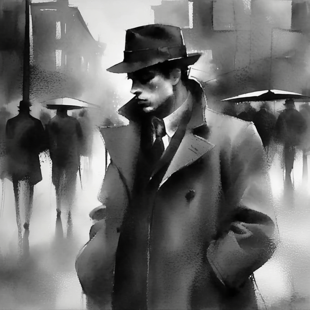 drawix22 a gangster in a coat and a hat in a 1920s city, dark, very detailed<lora:drawix22:1>