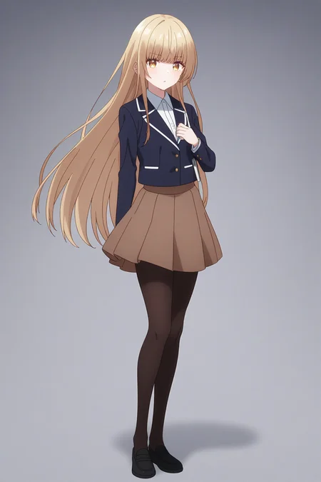 school uniform pantyhose black jacket brown skirt, an-mahiru, 1girl, solo, narrow waist, masterpiece, absurdres, high quality,highres, best quality, (full body:1.20), recent <lora:an-mahiru-V02-000003:0.7>