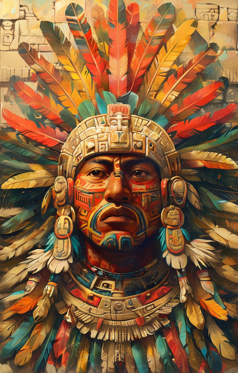 masterpiece,best quality,<lora:tbh264-sdxl:0.9>,illustration,style of Aztec portrait of noble man