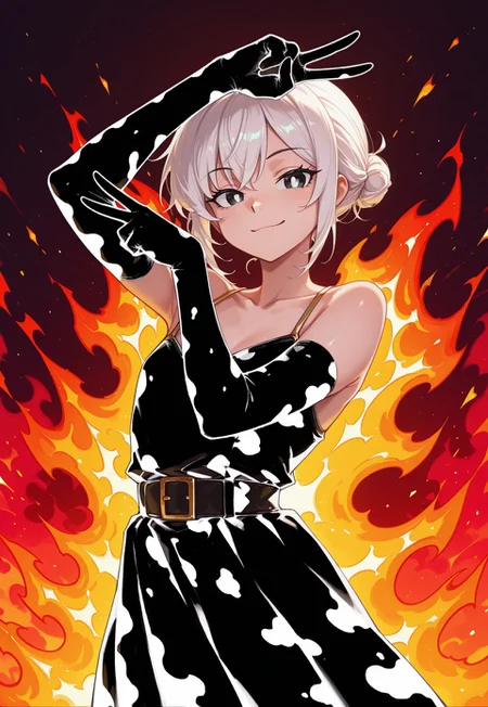 androgynous, safe, dress, invpa, elbow gloves, upper body, pose, v,
flame background, colorful fire,
masterpiece, absurdres, newest, [dynamic pose]