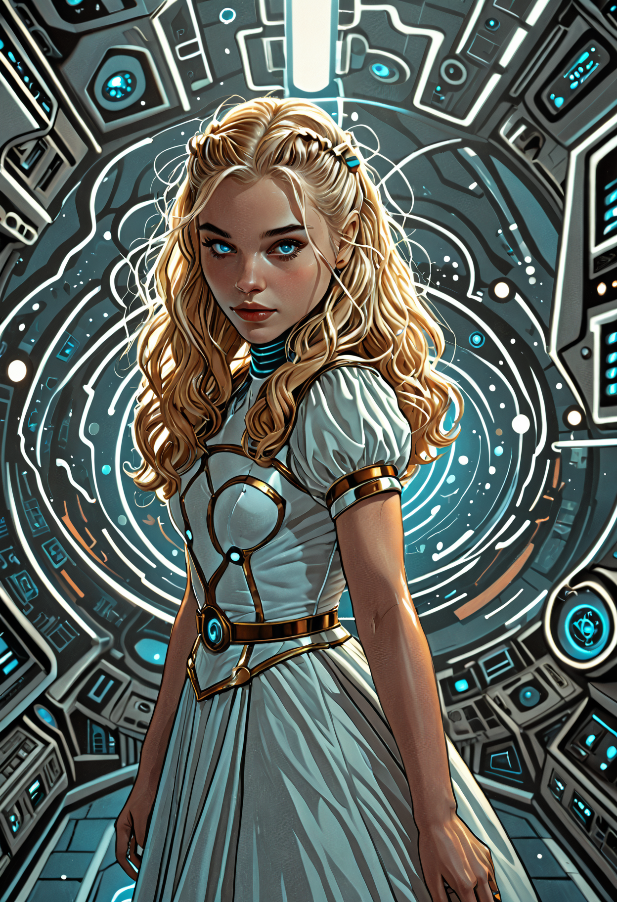 comic <lora:Beeple_retrofuturism-000005:1>,Beeple style,retrofuturism,<lora:Alice Prin OC-000005:1>,Alice Prin,1girl, . graphic illustration, comic art, graphic novel art, vibrant, highly detailed