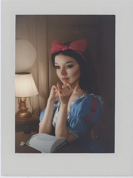 score_9, score_8_up, score_7_up, score_6, score_5, score_4, source_cartoon, realistic, Snow White 1girl, rating_safe, lamp<lora:Naughty_Polaroids:0.85> p0l4rdr0id5, 1girl, <lora:amateur_style_v1_pony:0.8>