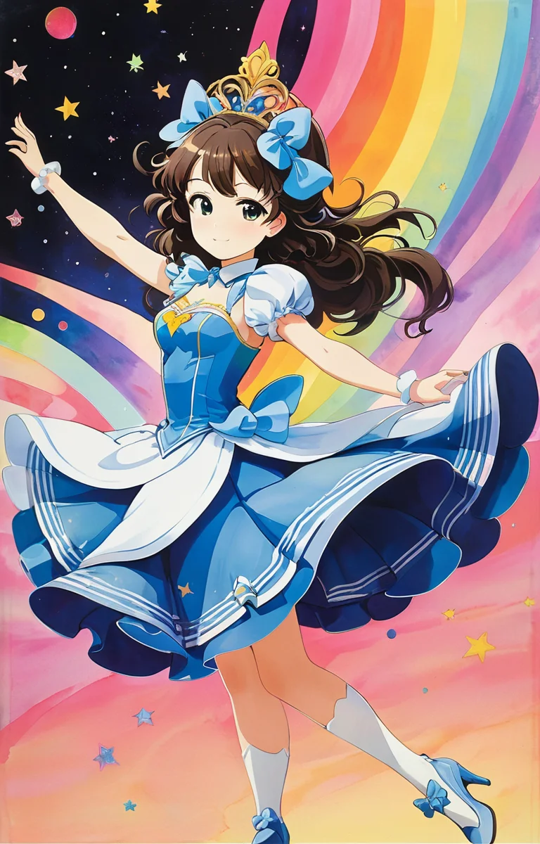 masterpiece,best quality,<lora:tbh368-sdxl:0.6>,illustration,style of Milton Glaser portrait of idolmaster cinderella girls,