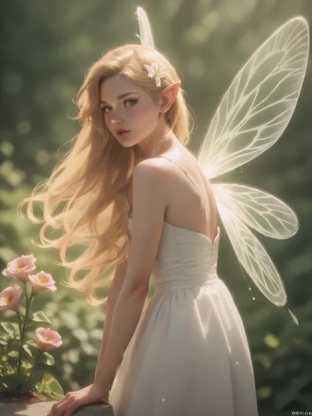 score_9, score_8_up, score_7_up, score_6_up, score_5_up, score_4_up, 1girl, <lora:dr34mc0r3XLP:0.6> dr34mc0r3, long hair, white dress, fairy wings