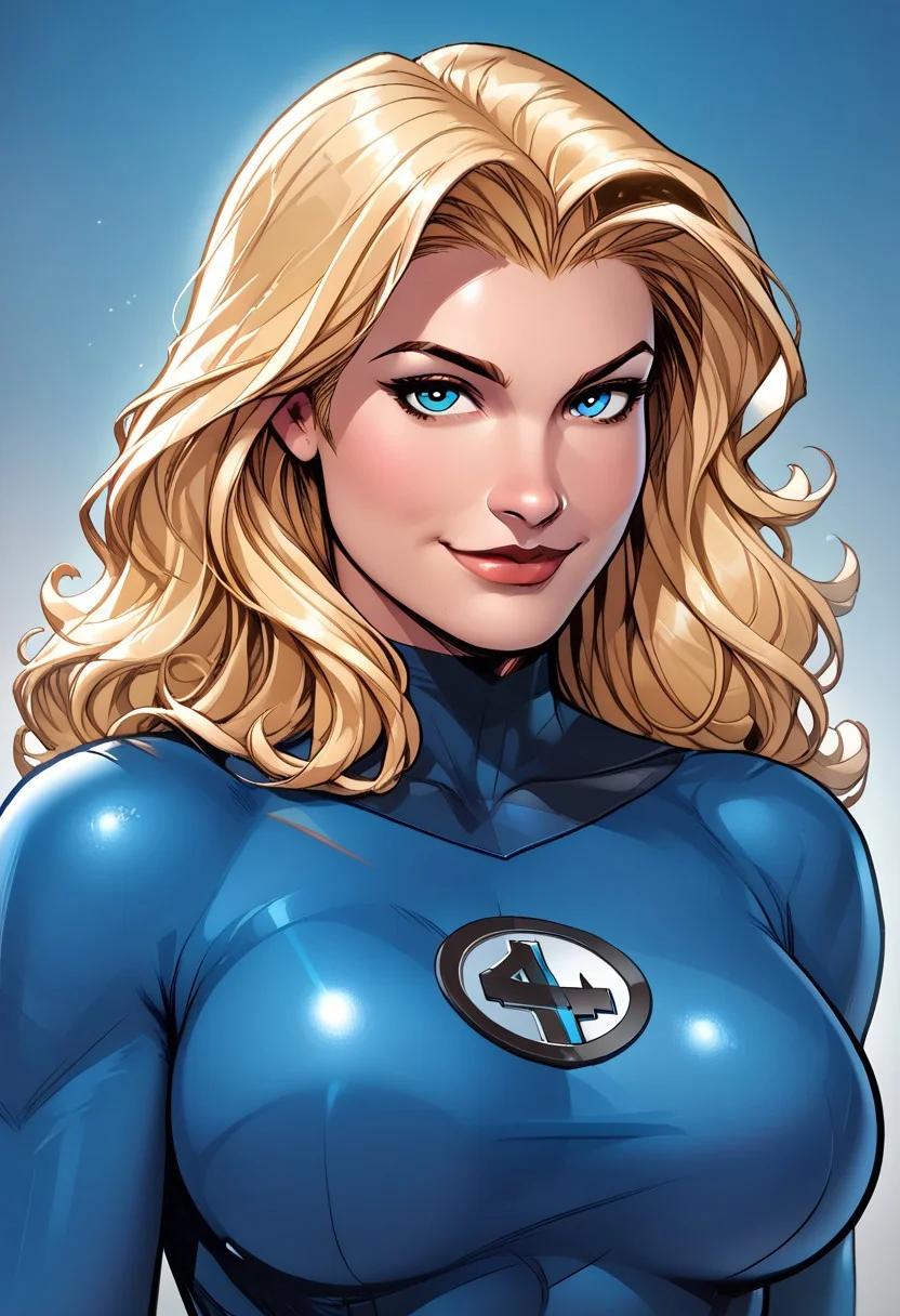 ,score_9, score_8_up, score_7_up, score_6_up, masterpiece, best quality, 1girl, susan storm, blonde hair, blue eyes,bodysuit, gloves, bootszPDXL3, zPDXLxxx, <lora:easynegative:1> solo, large breasts, portrait, close up,gradient background, slight smile,mouth closed