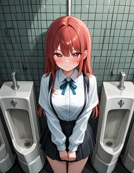 masterpiece, best quality, very aesthetic, absurdres, newest, general, 1girl, medium breasts, exhibitionism, urinal