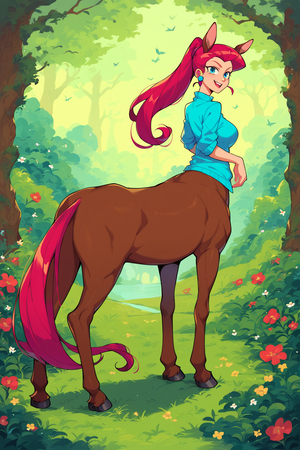 score_9, score_8_up, score_7_up, score_6_up, score_5_up, score_4_up, masterpiece, high quality, full body,  <lora:Centaur_Girl:0.8> centaur, , horse legs, human torso, taur, animal ears <lora:EPpkJessiePony:1> EPpkJessie