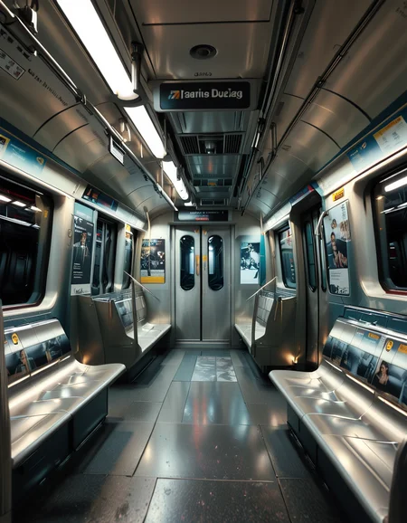 A quiet moment inside a modern subway train,Subw4y tr41n:, with a single woman sitting on a worn yet clean seat. The woman is positioned in the middle of the train car, gazing thoughtfully out of the window as the city lights streak by in a blur. She has a calm yet introspective expression, her posture slightly slouched as if lost in her thoughts. She is dressed in casual attire: a long beige trench coat draped over her shoulders, a soft knit scarf, and comfortable jeans. Her hair is slightly messy, as though tousled by the wind, and she holds a small, well-worn leather handbag on her lap.
The subway car itself is clean but shows signs of wear, with muted blue and gray seats, scuffed metal poles, and advertisements in frames lining the walls above the windows. Some of the ads are slightly peeling, and they showcase a mix of local businesses and city announcements. The overhead lighting is fluorescent and slightly harsh, casting soft reflections on the polished, slightly scratched floors.
The windows of the subway reflect faint glimpses of the woman and the interior of the train, while revealing the city outsideâa mix of blurred lights, urban graffiti, and the occasional dark tunnel as the train moves through the underground. The walls of the subway tunnel outside are textured with concrete and sporadic markings, adding depth and realism to the scene.
The train is mostly empty, with a few other empty seats scattered throughout the car. Subtle details, like a faint coffee cup stain on one of the seats and a discarded newspaper on the floor, give the environment a lived-in feel. The atmosphere is serene and slightly melancholic, with the hum of the moving train and the rhythmic clacking of wheels on tracks contributing to the overall sense of quiet reflection.<lora:SDXLFaeTastic2400:0.4> <lora:extremely_detailed:0.4> extremely detailed, <lora:Subw4y_tr41n:1>, Masterpiece,best quality,hi res,8k,hi res,8k,award winning,(sharp focus, intricate, highly detailed),