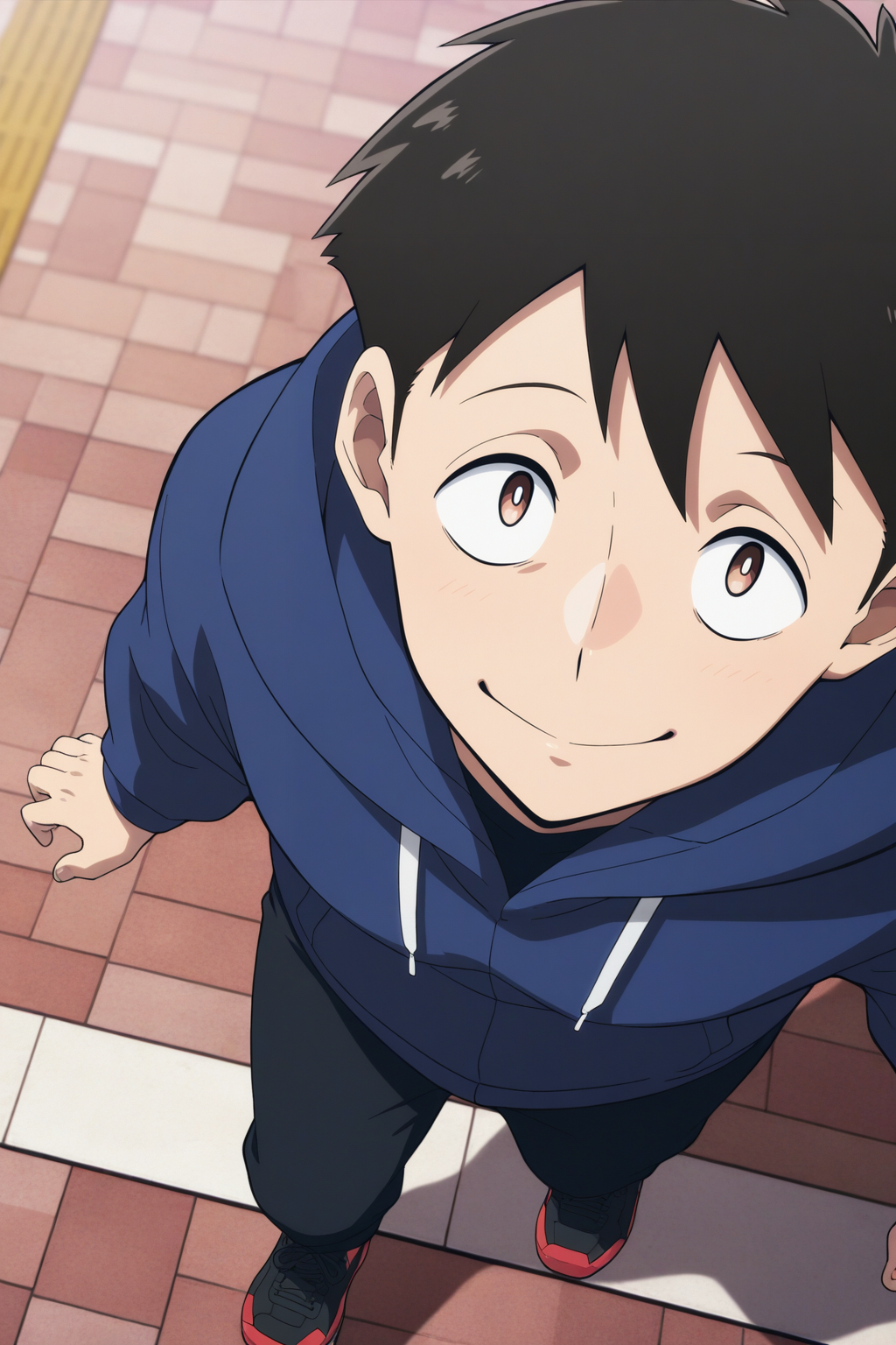 masterpiece, best quality, amazing quality, very aesthetic, absurdres, ultra detailed,
<lora:il_contrast_slider_d1 (Ð¦ÐÐÐ¢ ÐÐÐ Ð¢ÐÐÐÐ):-0.8>
<lora:Kouichi Haimawari:0.8> kouichi_haimawari, 1boy,
portrait, smile, solo,
view from above, body is visible,
black sneakers with red soles, hoodie, black pants,
