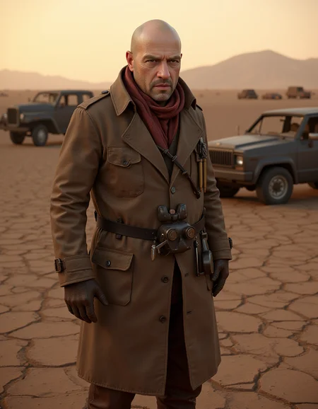 Ha_nk_Break_Bad_2025 - Post-Apocalyptic Wasteland
This is a highly detailed CGI rendering of a man's three-quarter view, set against the desolate backdrop of a post-apocalyptic wasteland. The subject is a middle-aged, bald man with a pale, weathered complexion, a prominent nose, and a stern, hardened expression.
He is dressed in a patched, dusty trench coat made from scavenged materials, with a faded maroon scarf wrapped around his neck. His gloves are fingerless and worn, and a bandolier across his chest holds various tools and ammunition. A gas mask hangs at his side, and his boots are caked with mud and ash. The background features cracked earth, abandoned vehicles, and a hazy, orange-tinted sky. <lora:Ha_nk_Break_Bad_2025:1.0> <lora:AntiBlur:1.0>