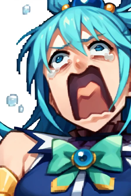 score_9,score_8_up,score_7_up,score_6_up,score_5_up,score_4_up,score_anime,solo,
aqua \(konosuba\),<lora:concept_aquascreaming_ponyXL:1> aquascreaming, screaming, open mouth, crying with eyes open,<lora:zs_FEDSPortraitsXL:1> fedsportraits, portrait, white background,