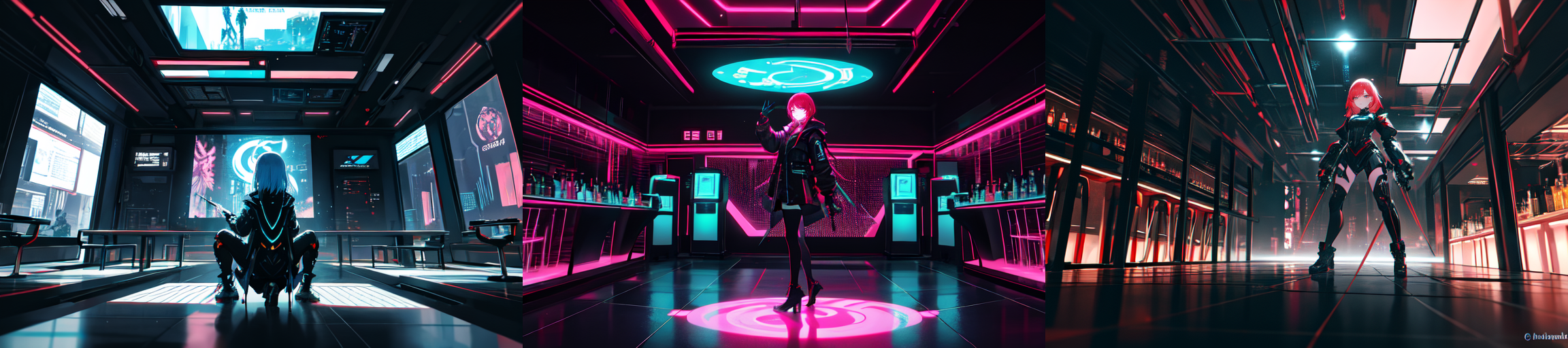 highly insanely detailed, masterpiece, top quality, best quality, highres, 4k, 8k, RAW photo, (very aesthetic, beautiful and aesthetic), 
__lazy-wildcards/subject/env-bg-interior/cyberpunk_club/prompts__, 
<lora:Cyberpunk_Club:0>, 
(1girl:1.3), 1other, 
__lazy-wildcards/dataset/background__,âââ