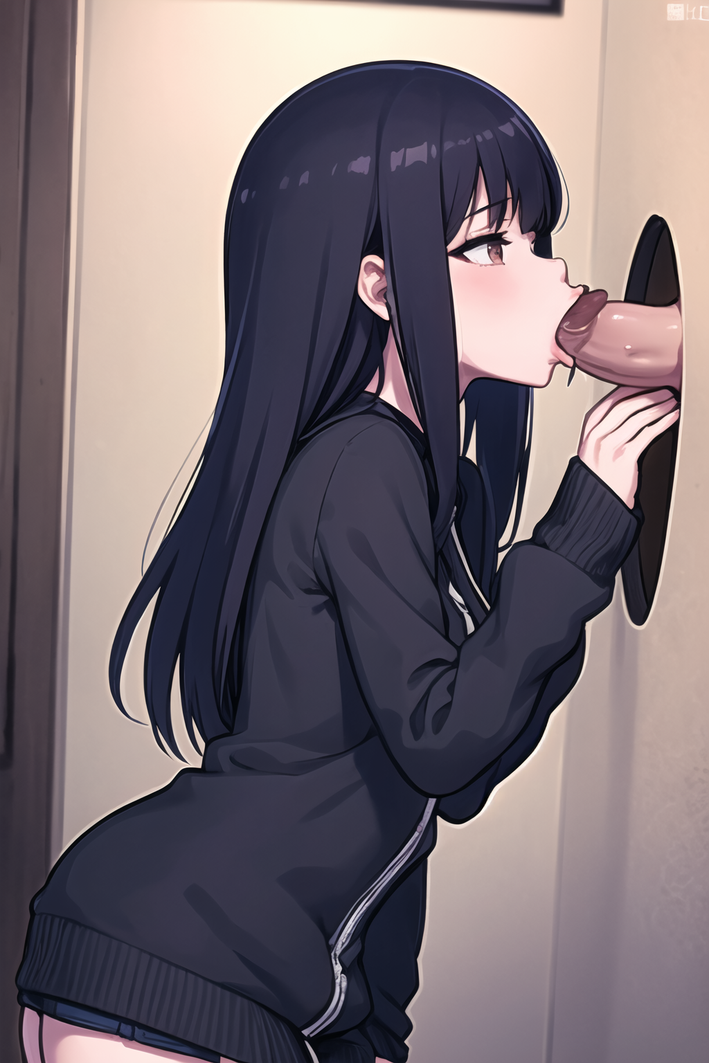 masterpiece, best quality, ultra-detailed, 1girl, glory hole, fellatio, penis,