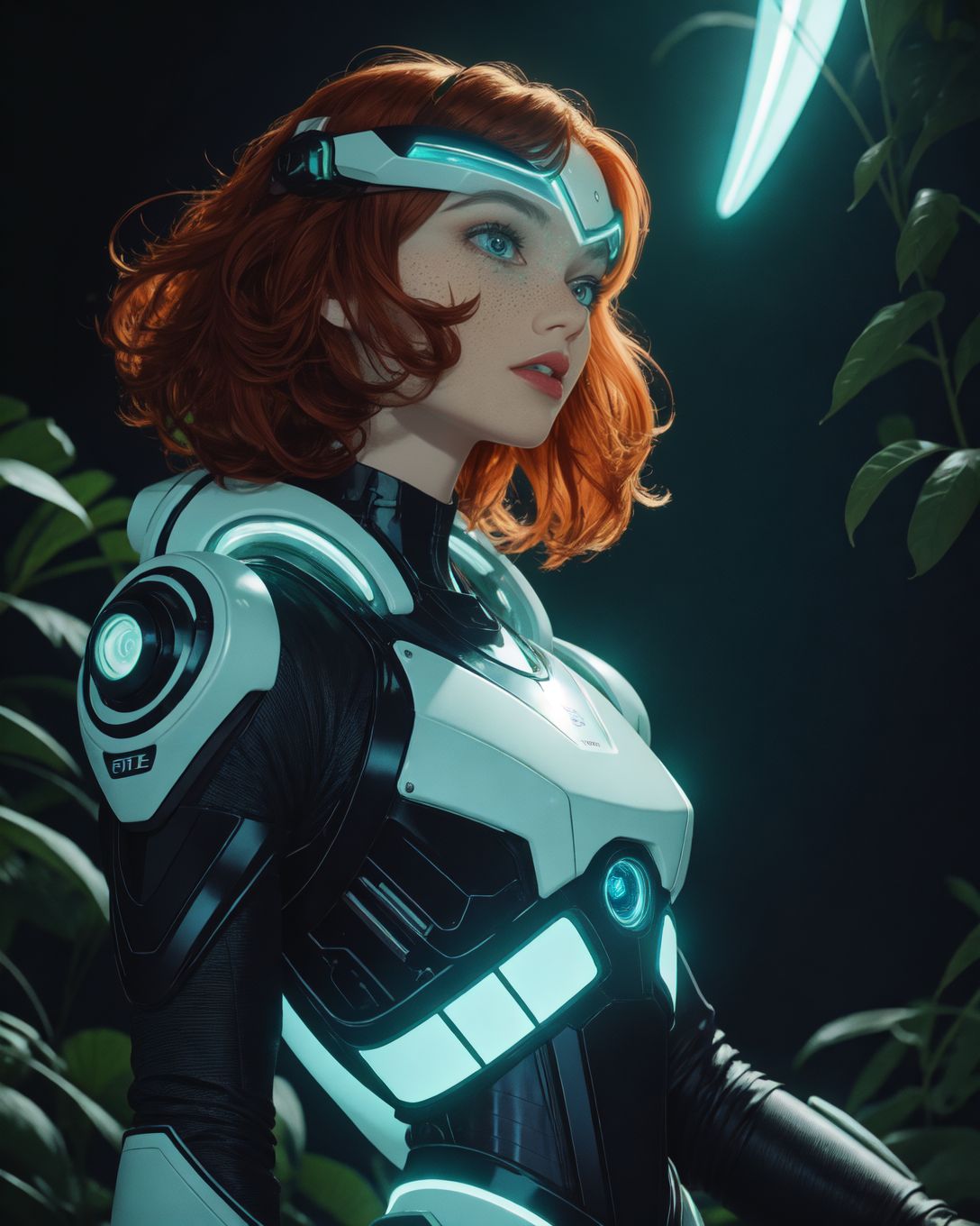 ( <'EM_1'> :0.8), (Marsaili_v1), (style of Greg Rutkowski), a woman astronaut exploring a lush alien planet, surrounded by bioluminescent flora and floating rivers, wearing an adaptive astronaut suit with iridescent panels that shift to match the environment's vibrant hues, intricate patterns resembling alien foliage, a sleek helmet with a transparent visor displaying a heads-up display, gloves with flexible multi-functional tools, boots designed for navigating diverse terrains, accessorized with a utility harness glowing softly with integrated energy cells, vivid greens blues and purples dominating the scene, ambient bioluminescent lighting, ethereal and otherworldly atmosphere,  <lora:30sTechnicolorMovieV2:0.55> (ArsMovieStill, movie still from a 1930s technicolor movie:0.55) <lora:Noise:1.25> NSE01