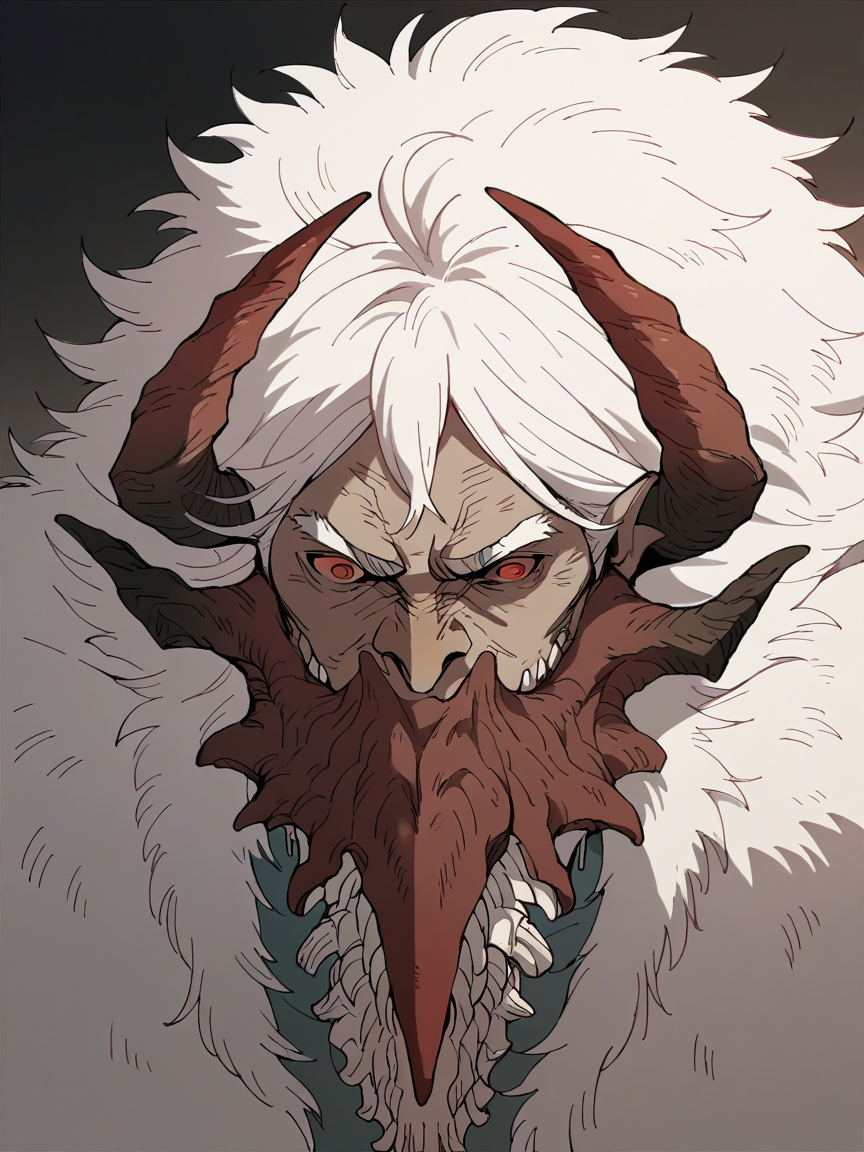score_9, score_8_up, score_7_up, score_6_up, score_5_up,   <lora:dandadanXLP:1> dan, 1boy, long hair, white hair, monster, solo