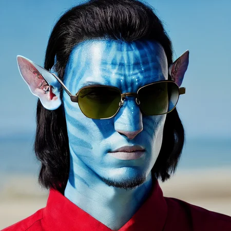 Avatar style, man, handsome, portrait, medium hair, sunglasses