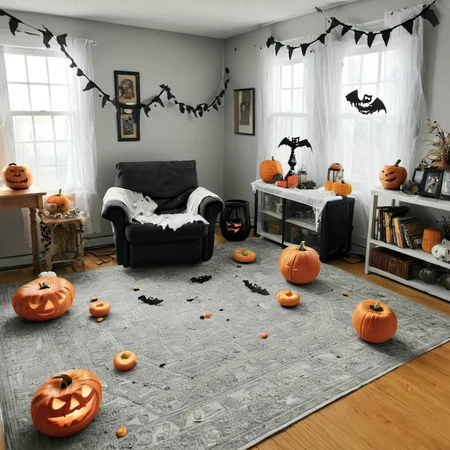 livingroom decorated for halloween <lora:Halloween_XL:1>