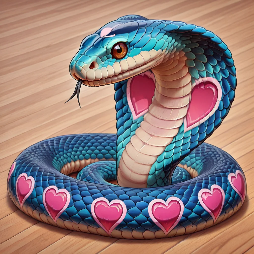 masterpiece, best quality, <lora:NajaCobra_Illustrious:1> Naja with a heart pattern, animal focus, no humans,âââ