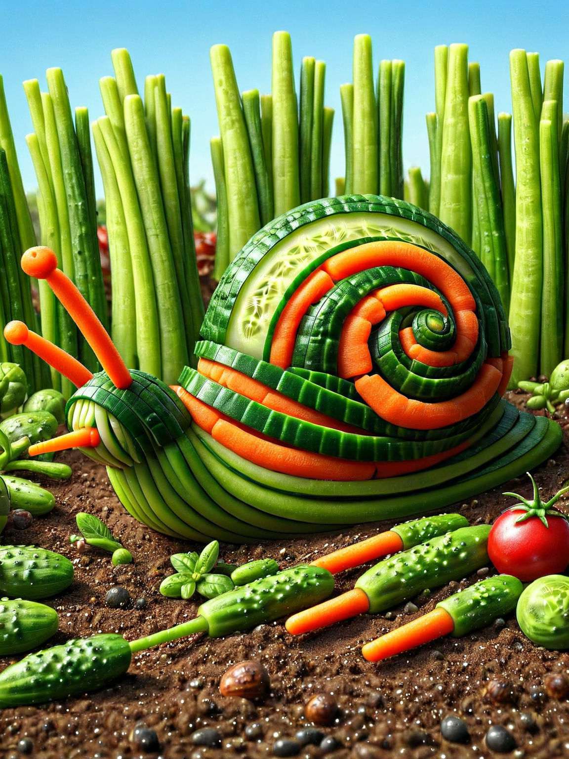 An ais-dipperz snail on the soil in a sunny garden <lora:Dippers_Style_SDXL:1>