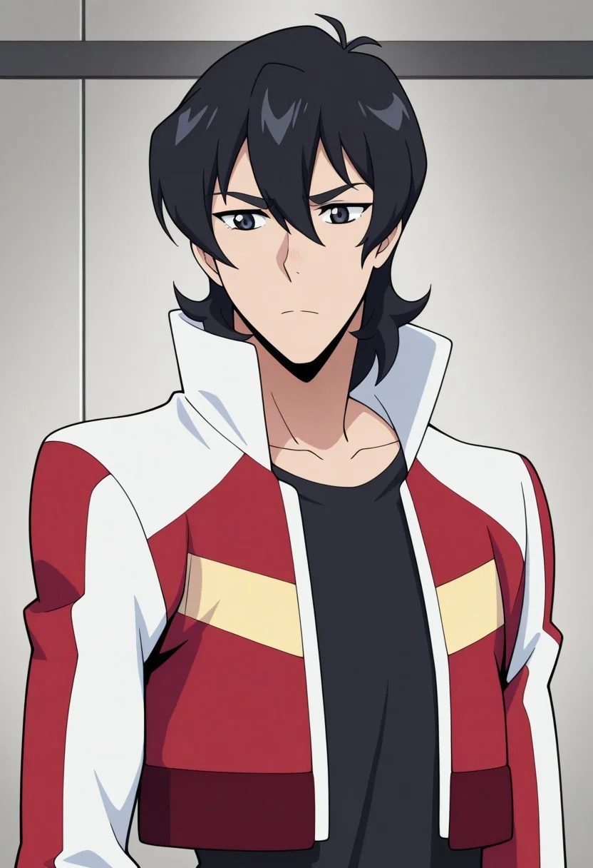 masterpiece,best quality,amazing quality, source_anime,
keithvld, 1boy, male focus, solo, black eyes, black hair, shirt, black shirt, jacket, cropped jacket, multicolored jacket, red and white jacket, white collar, popped collar, open jacket,