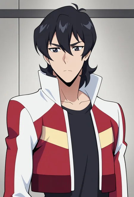masterpiece,best quality,amazing quality, source_anime,
keithvld, 1boy, male focus, solo, black eyes, black hair, shirt, black shirt, jacket, cropped jacket, multicolored jacket, red and white jacket, white collar, popped collar, open jacket,