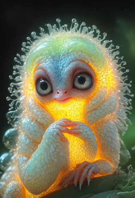 (Micro albino demon r4punzel with lethargic sleepy smokey eyes), cute, ultra detailed macro photography by miki asai, wildlife photography, phosphorescent, cute animal, a housed mystical stunning, soft lighting, breathtaking, highly detailed, award-winning, cinematic still shot, kodachrome, uhd, canon eos