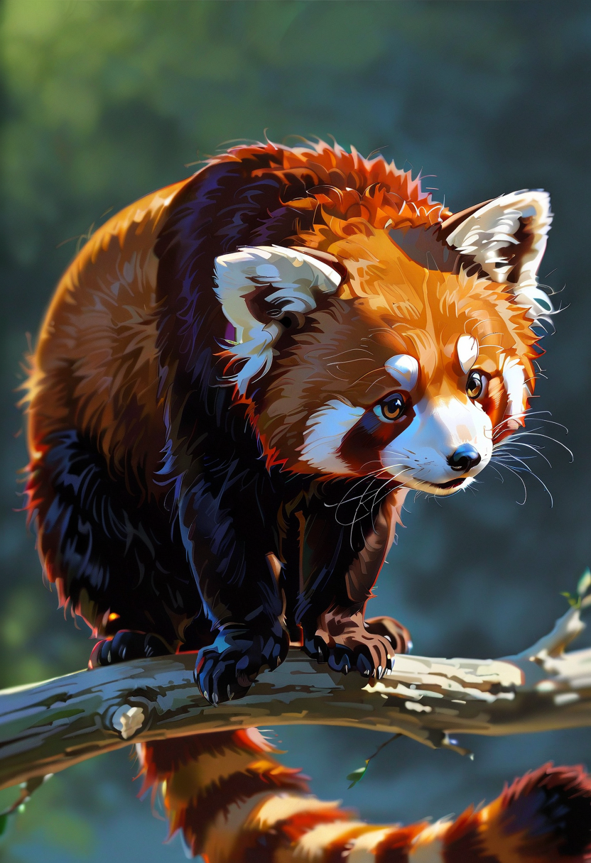 red panda, animal focus, no humans,