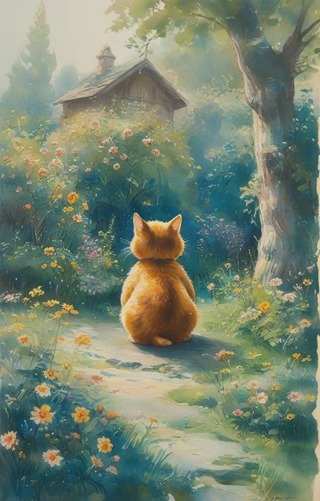 masterpiece,best quality,<lora:tbh131-sdxl:0.8>,cyber cat,painting,style of E. H. Shepard,