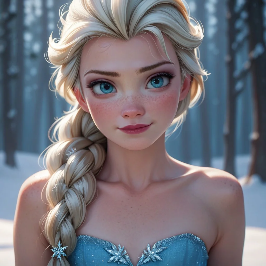 score_9, score_8_up, score_7_up, score_6_up, score_5_up, score_4_up, Elsa, Frozen, flat chest, freckles,. freckled chest, posing,