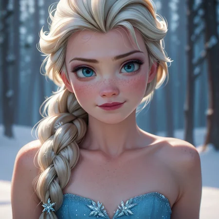 score_9, score_8_up, score_7_up, score_6_up, score_5_up, score_4_up, Elsa, Frozen, flat chest, freckles,. freckled chest, posing,
